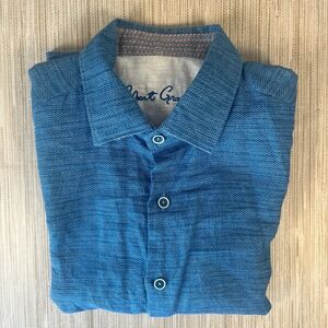 Robert Graham Mens Blue Textured Classic Fit Long Sleeve Button Down Shirt SZ S
